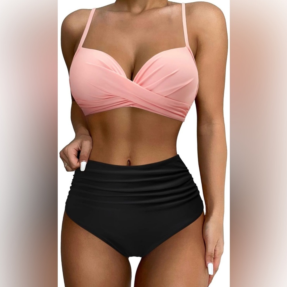 Aqua Eve Women Underwire Bikini High Waisted Tummy Control Two Piece